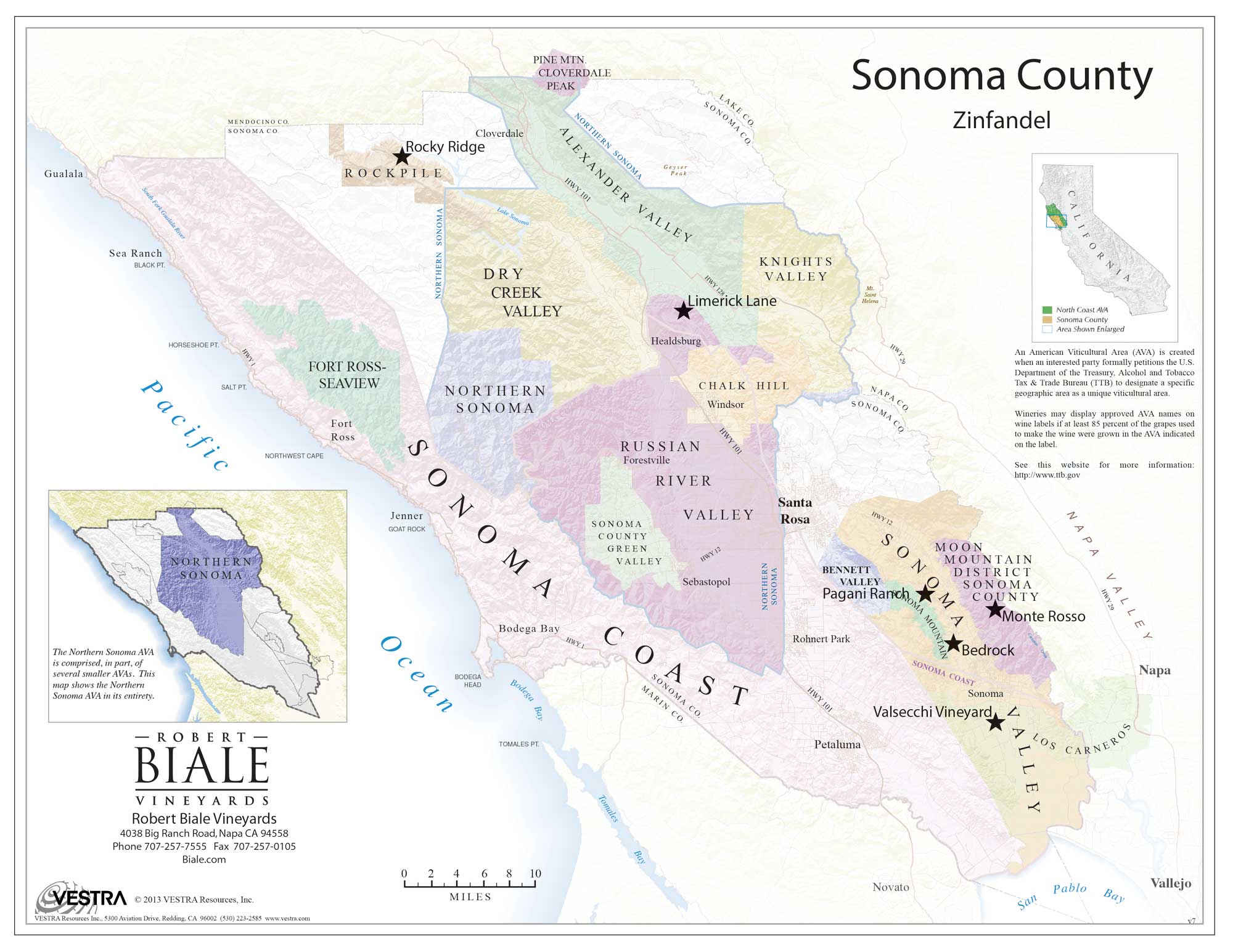 Biale map of Sonoma County vineyards
