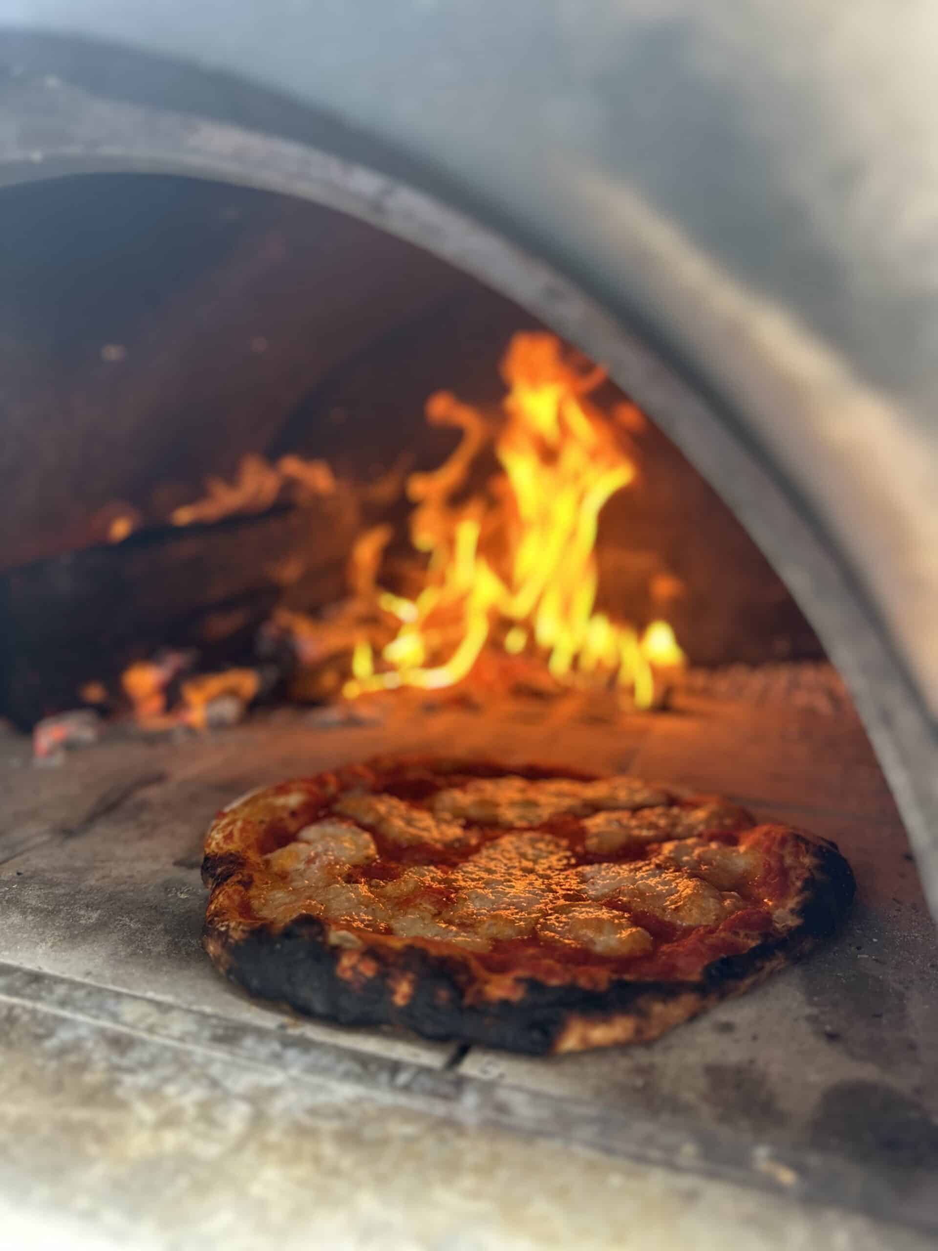 Pizza in wood fire oven
